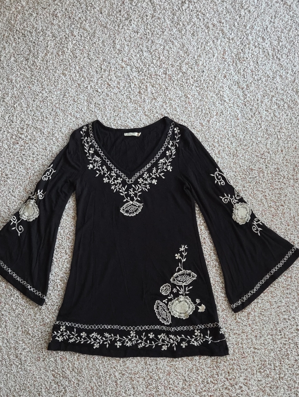 Caite Black Embroidery Dress